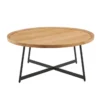 Sofia Oak Round Coffee Table With Black Base