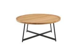Sofia Oak Round Coffee Table With Black Base