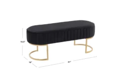 41" Pink Velvet Pleated Bench With Gold Base -Home Furniture 326545 pink velvet bench detail 44