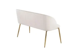 46" Cream Velvet Bench With Gold Metal Legs -Home Furniture 326547 white velvet bench back 82