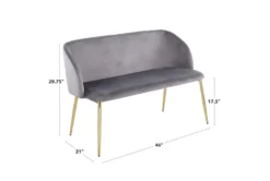 46" Cream Velvet Bench With Gold Metal Legs -Home Furniture 326547 white velvet bench detail 44