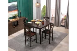 Percy 42" Counter Set For 4 -Home Furniture 56131 brown wood counter height set room 84