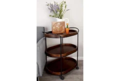 3 Tier Metal & Wood Cart -Home Furniture 87700 brown wood bar cart room 85