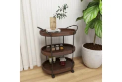 3 Tier Metal & Wood Cart -Home Furniture 87700 brown wood bar cart room 88
