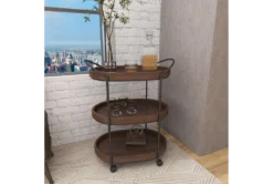 3 Tier Metal & Wood Cart -Home Furniture 87700 brown wood bar cart room 90