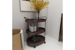 3 Tier Metal & Wood Cart -Home Furniture 87700 brown wood bar cart room 91