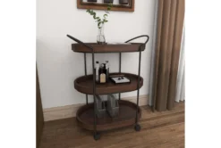 3 Tier Metal & Wood Cart -Home Furniture 87700 brown wood bar cart room 92